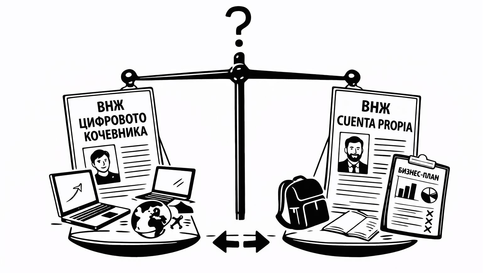 Сравнение ВНЖ Digital Nomad vs Cuenta propia